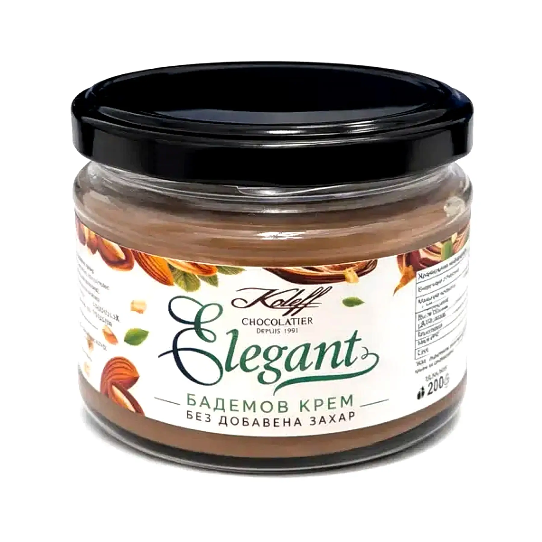 Koleff Chocolatier Elegant almond cream jar - no sugar added