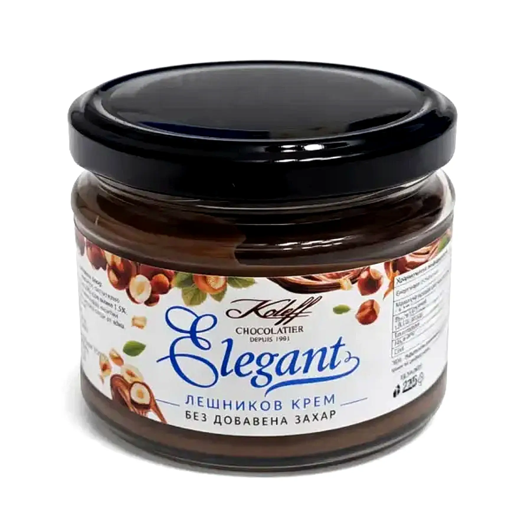 Koleff Chocolatier Elegant hazelnut cream jar - no sugar added