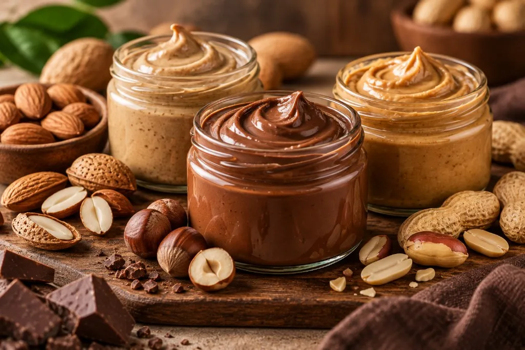 Кремове от ядки Koleff Chocolatier - бадемов, лешников и фъстъчен крем в бурканчета